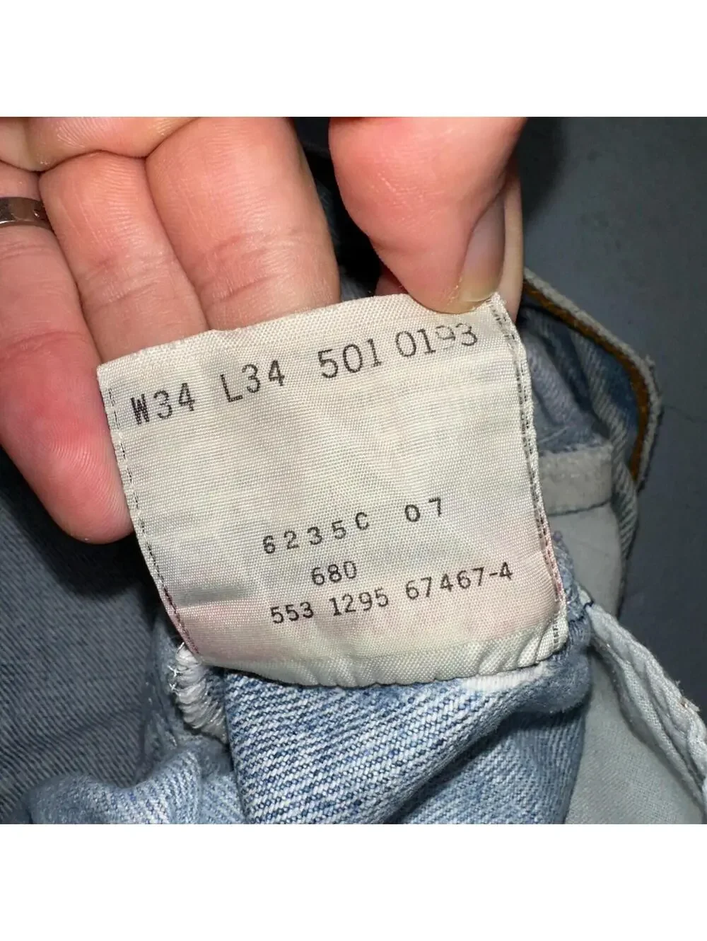 Levis 501 Vintage 90s USA XX Straight Leg Jeans Blue Thrashed 34x34 Act 33x32
